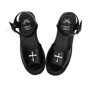 Crucifix Black Gothic Lolita Platform Sandals
