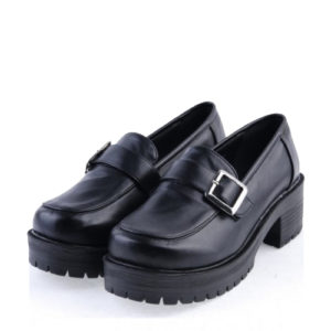 Black 2.2" High Heel Charming Synthetic Leather Buckle Strap Platform Girls Lolita Shoes
