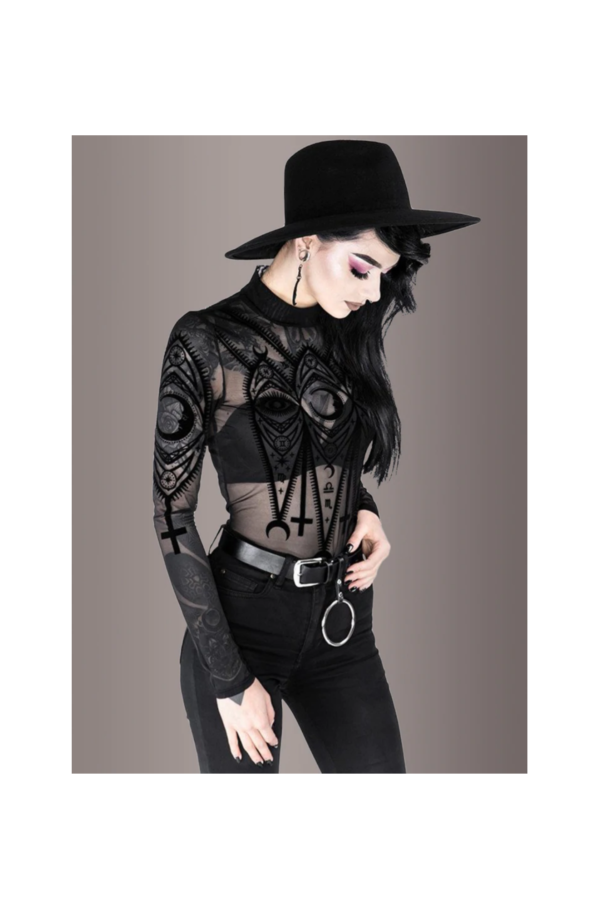 MOON MAGIC SHEER LONG SLEEVE GOTH BODYSUIT