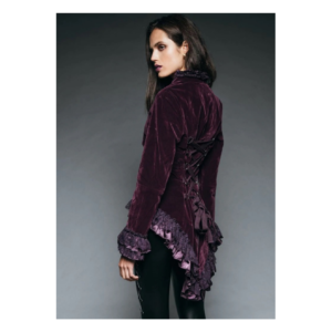 WITCHY WOMAN PURPLE VELVET STEAMPUNK TAIL JACKET WITH BACK LACING