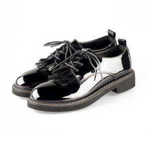 Black Patent Leather Retro British Style Lolita Shoes