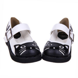 Black 1.2" Heel High Gorgeous Patent Leather Point Toe Ankle Straps Platform Girls Lolita Shoes
